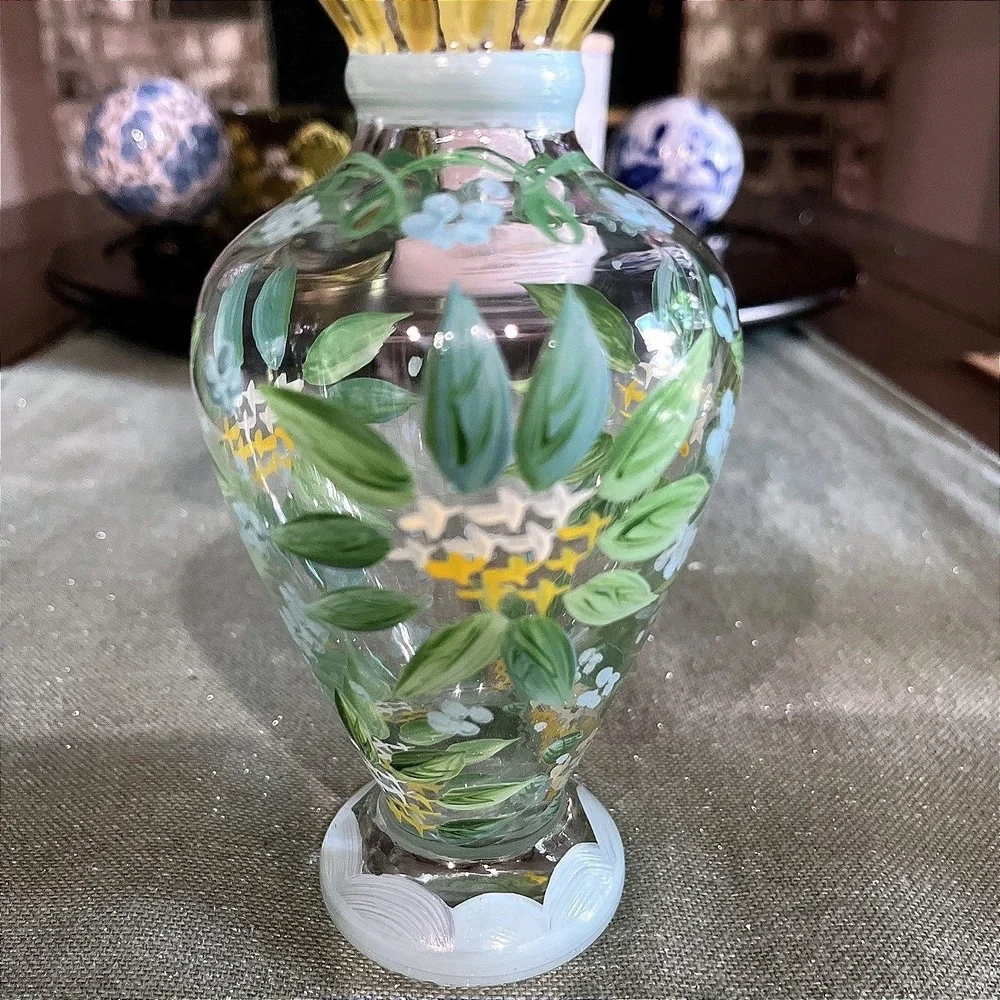 Tracy Porter Vintage Hand-Painted Glass Bud Vase~EUC